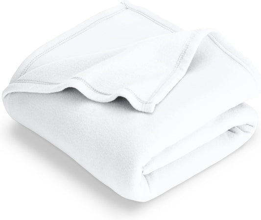 Bare Home Polar Fleece Blanket - Full/Queen - White - Warm & Cozy - Premium Fleece Throw for Bed, Sofa, Camping, Travel and Cold Nights - Lightweight Blanket (Full/Queen, White)