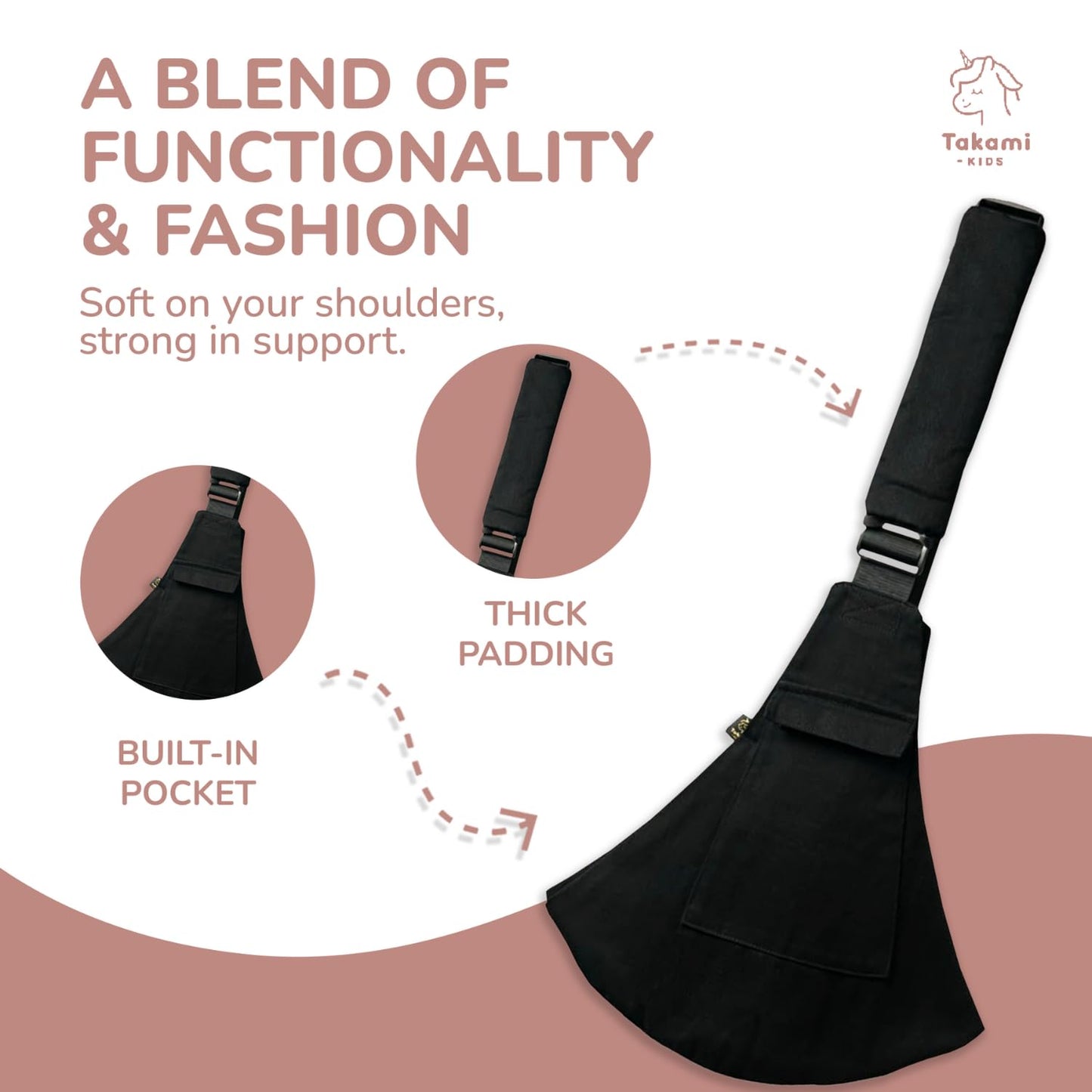 Ergonomic Lightweight Adjustable Toddler Sling Baby Carrier with Zipper Pockets Shoulder Padding Anti Slip Support for Travel Loving Dads and First Time Moms from 12 Months to 3 Years