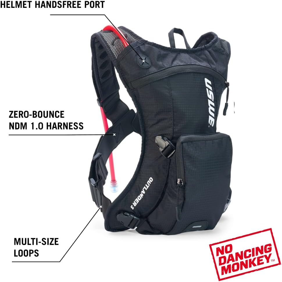 USWE Outlander Hydration Pack with Water Bladder, Hydration Backpack - Backpack for Cycling, MTB, Trail Running & More