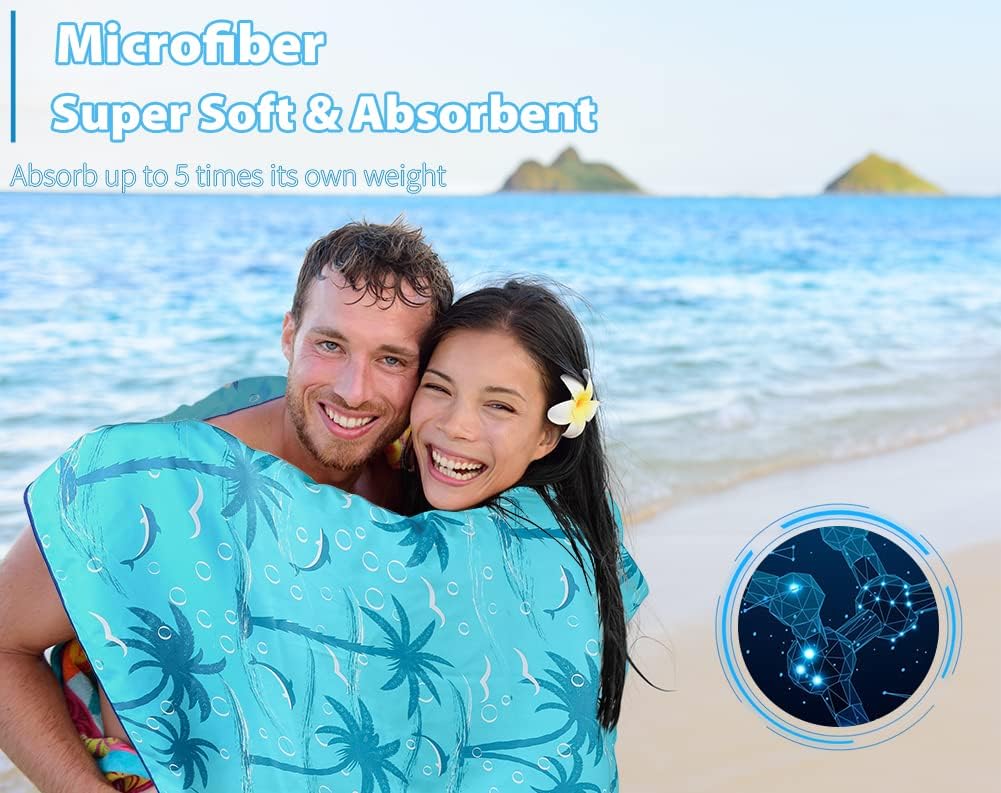 4 Pack Microfiber Oversized Lightweight Beach Towel 71"x32" XL Extra Large Thin Sand Free Towels Travel Swim Pool Yoga Gym Camping for Adults Women Men Beach Essentials Accessories Vacation Gift