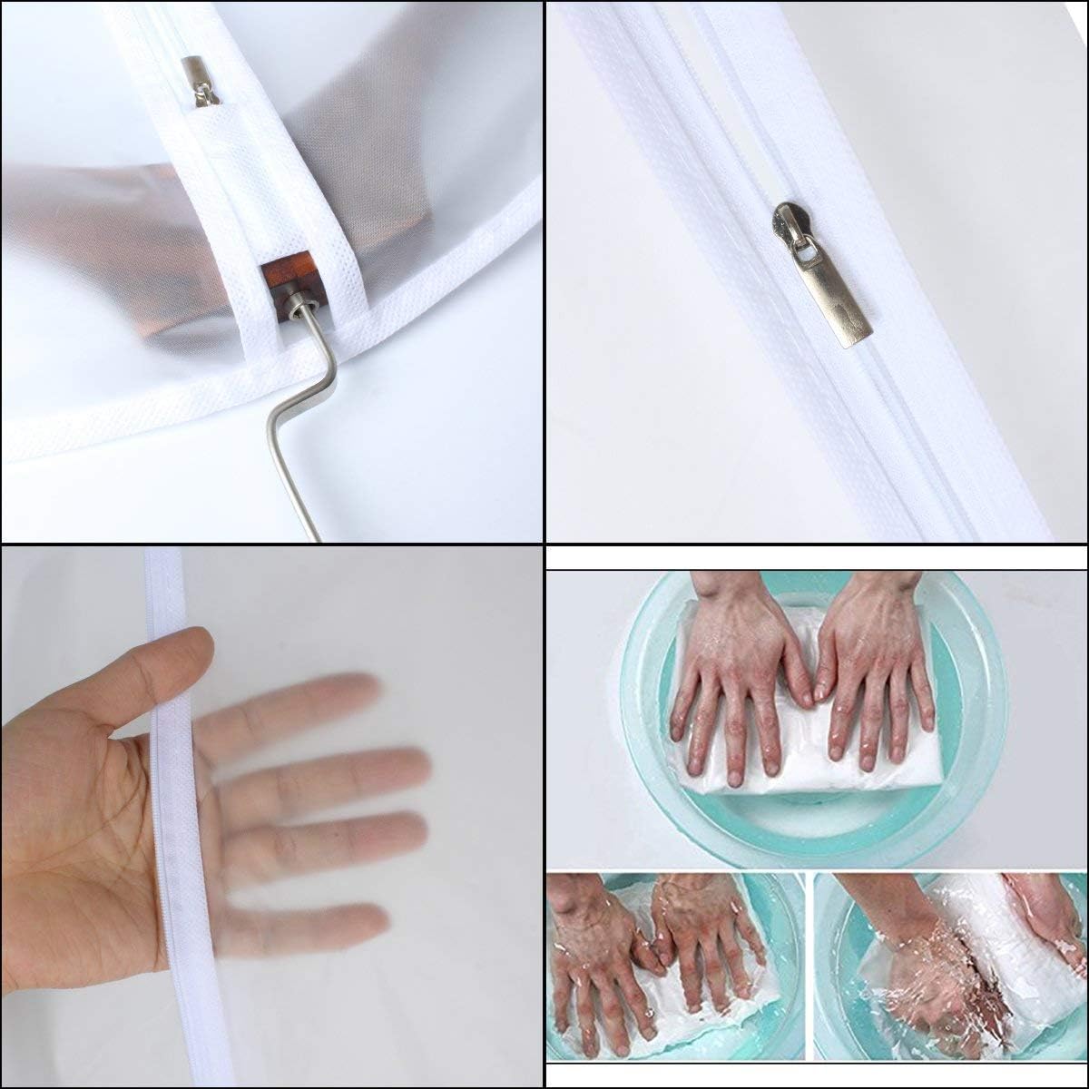 Garment Bag Clear for Long Dress 24'' x 60'' Zippered Garment Bags for Hanging Clothes White Breathable Full Zipper Dust Cover for Clothes Storage Closet Pack Of 6