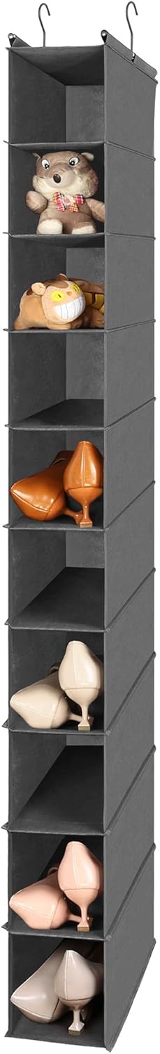 MAX Houser 10-Shelf Hanging Shoe Shelf Organizer, Hanging Shoe Storage for Closet (Grey)