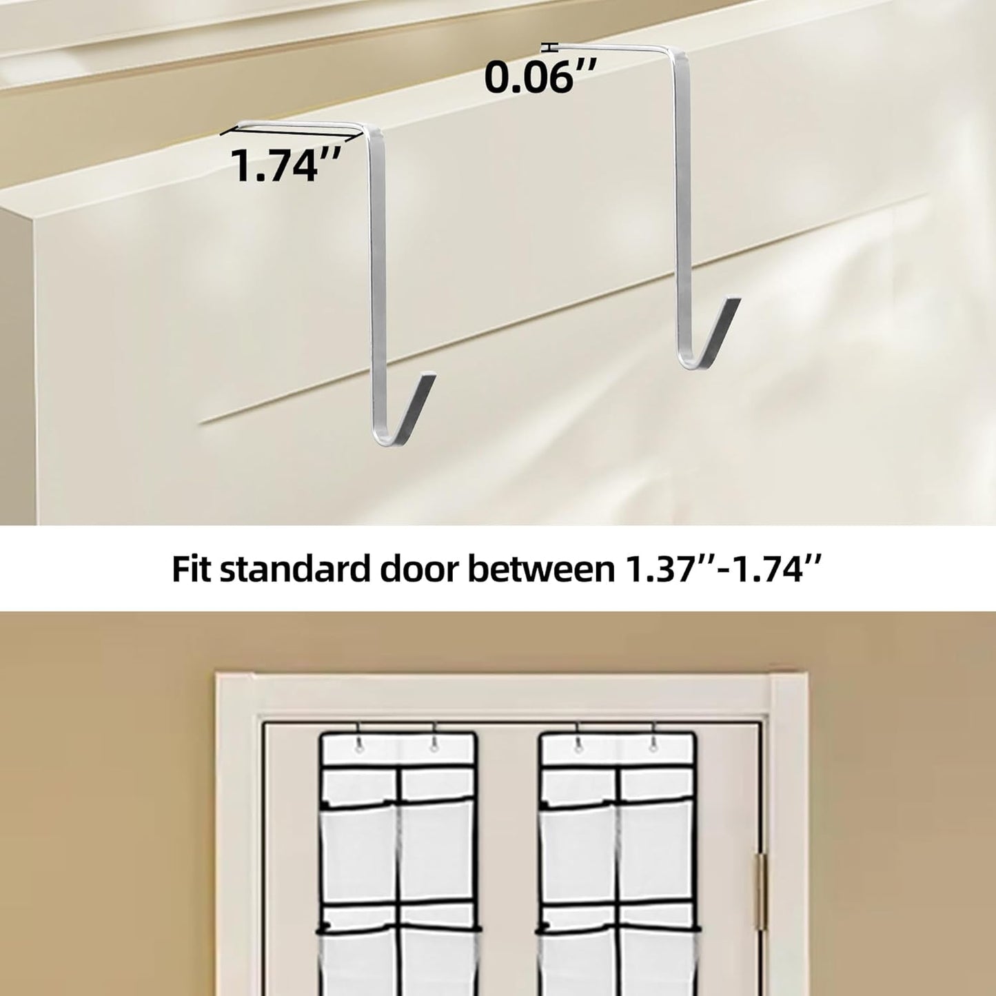 Over The Door Shoe Organizer, 14 Large Mesh Pockets Hanging Shoe Rack for Closet Organizers and Storage, White, 2-pack (white)