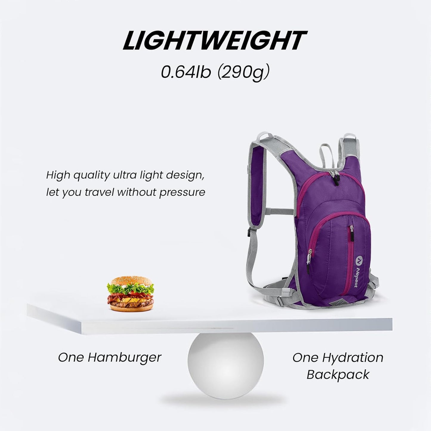 Nepest Hydration Pack Backpack for Women & Men, Lightweight Water Backpack with 2L Water Bladder for Hiking Cycling Running Biking