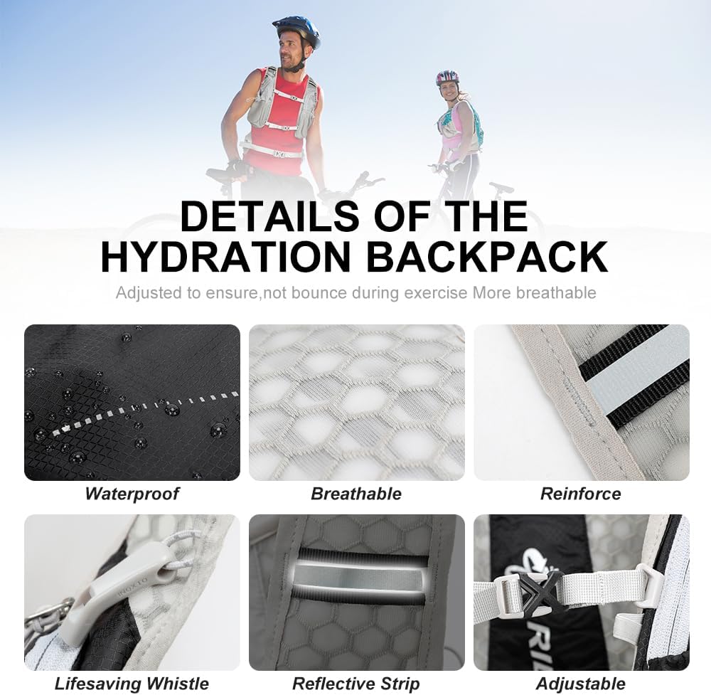 INOXTO Hydration Pack Backpack ，Water Backpack with 2L Leakproof Water Bladder, Running Hydration Vest for Man, Daypack for Cycling Motocross Climbing Trail Running