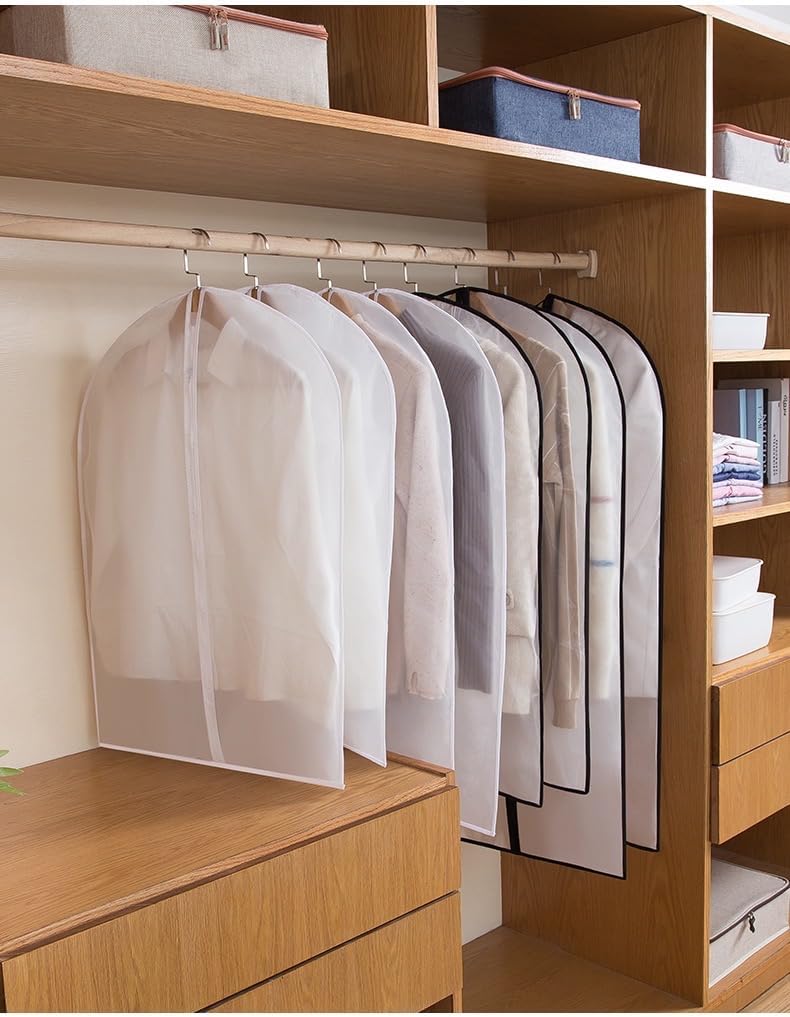 Dress Bags for Hanging Clothes (Set of 12) Breathable Suit Bag Covers with Zip Coat Covers for Closet Garment Bag for Wardrobe Storage and Travel Covers for Coats White - 24'' x 60''