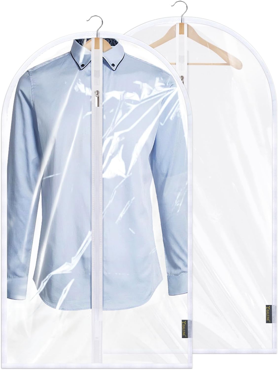 BALEINE 40'' Clear Garment Bags, 2 Packs PEVA Dress Bag for Closet Clothes Dresses Suit Coats Storage (Clear, 2PK)