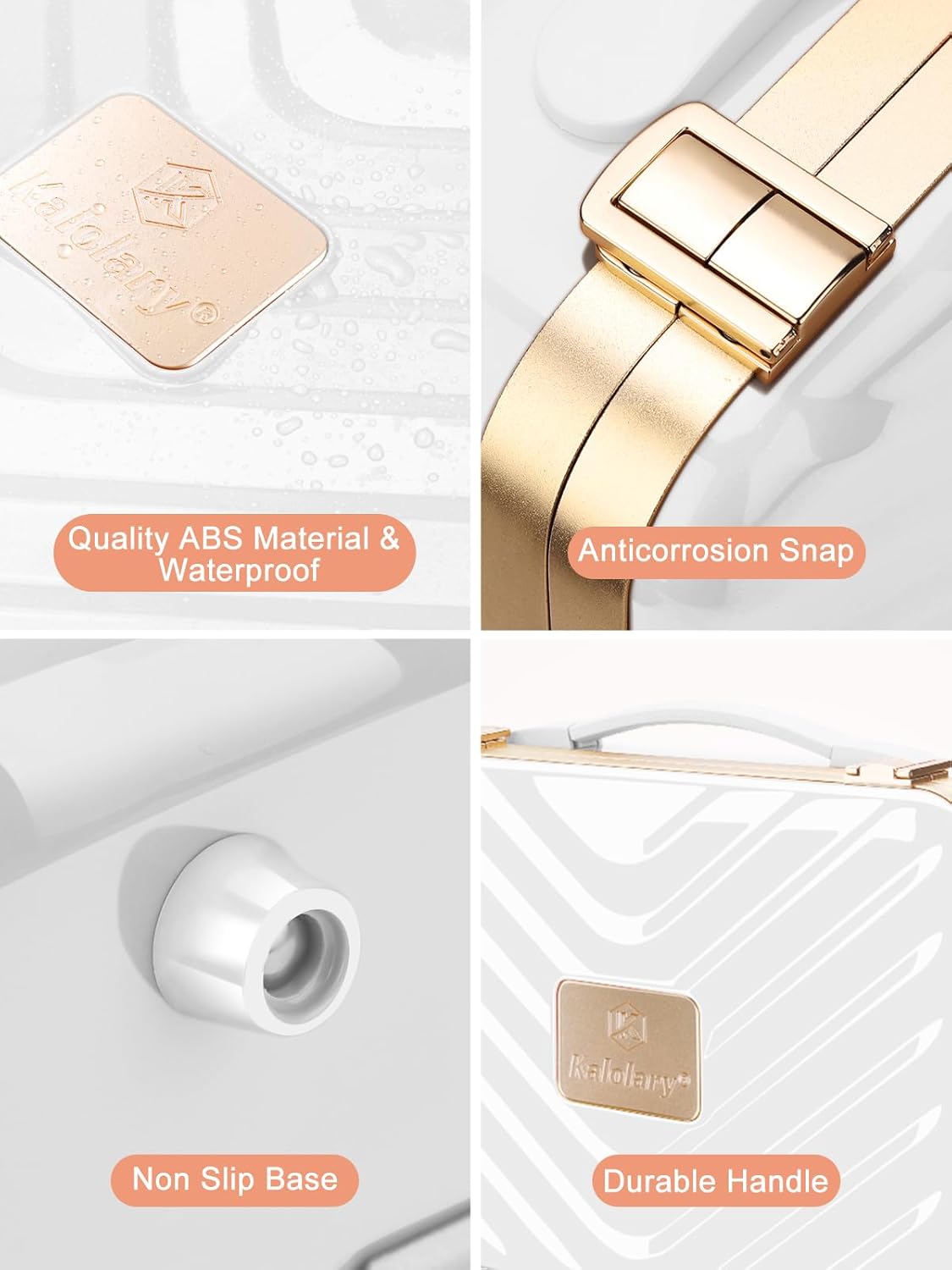 Kalolary Travel Makeup Train Cases with Lighted Mirror 3 Color Setting, Makeup Bag Cosmetic Case Organizer Adjustable Brightness Portable Makeup Storage Box For Makeup Brushes Accessories Tools,White