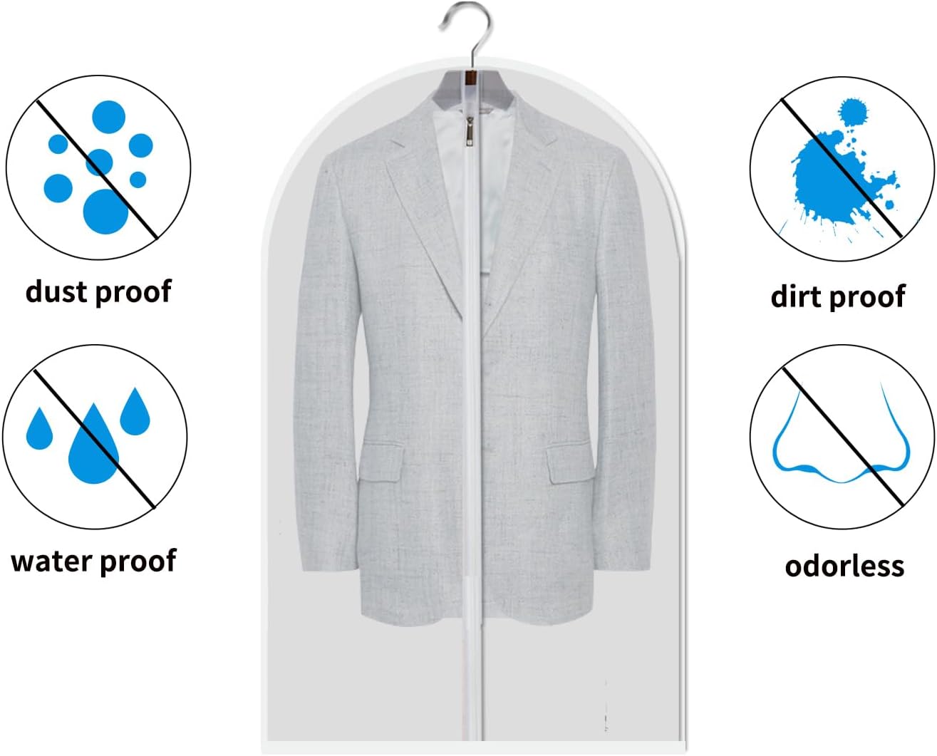 Clear Garment Bags Clothes Covers Protecting Dusts (Set of 12) for Storage Plastic Garment Bags Hanging Clothes Bags Dress Bag for Gowns Long with Zipper for Closet - 24'' x 40''/12 Pack