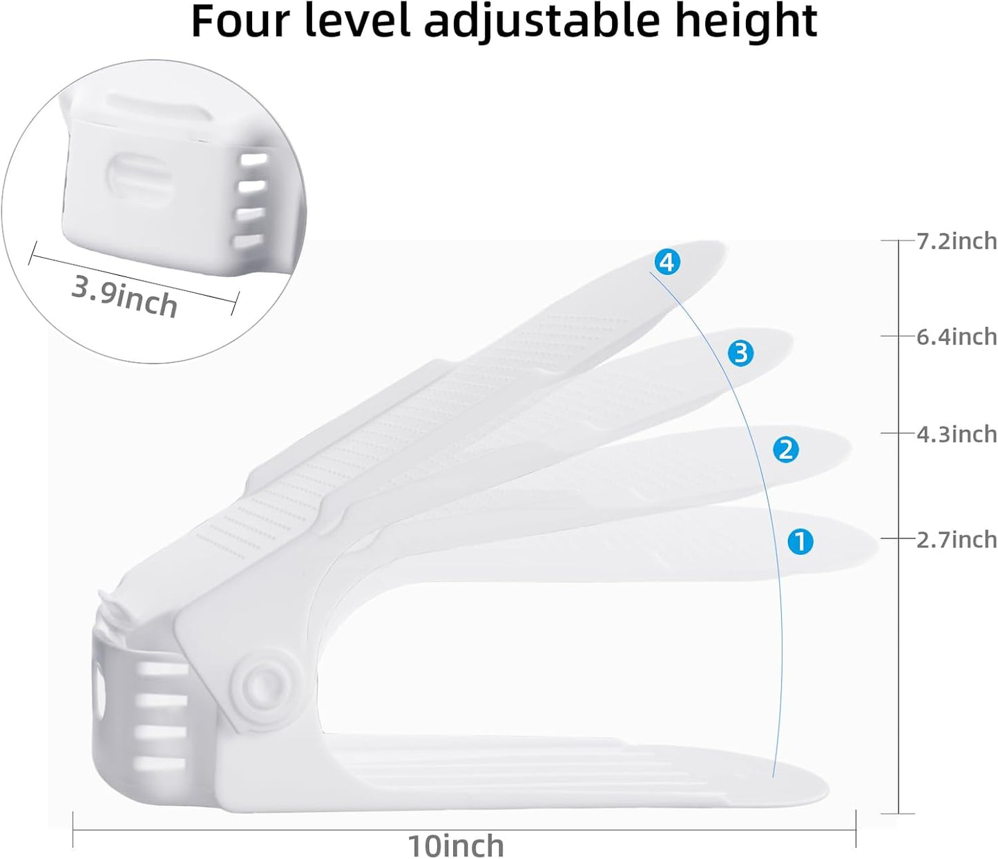 Shoe Slots Organizer, 12PCS Adjustable Double Layer Stack Shoe Rack, 50% Space-Saving Storage Rack Holder, White