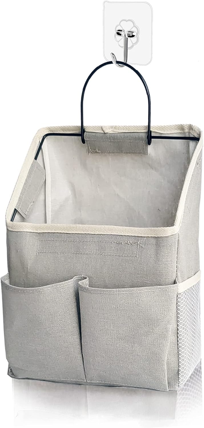 Wall Hanging Storage Bag,Wall Hanging Organizer bags with Pockets, Wall organizer Storage for Dormitory Bathroom Bedroom Kitchen (Grey1)