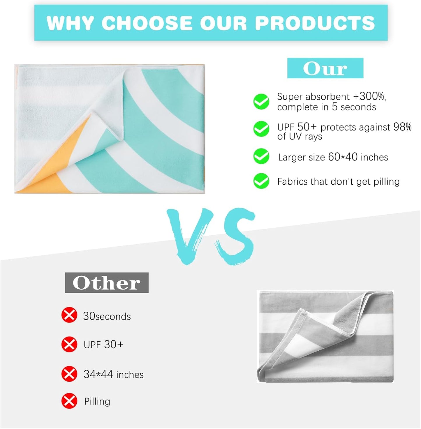 PY SUPER MODE 2 Pack Beach Towel - 75 x 35 inches Quick Dry Microfiber Beach Towels Oversized, Lightweight Soft and Absorbent Bath Towel Suitable for Swimming Pool Camping for Adults