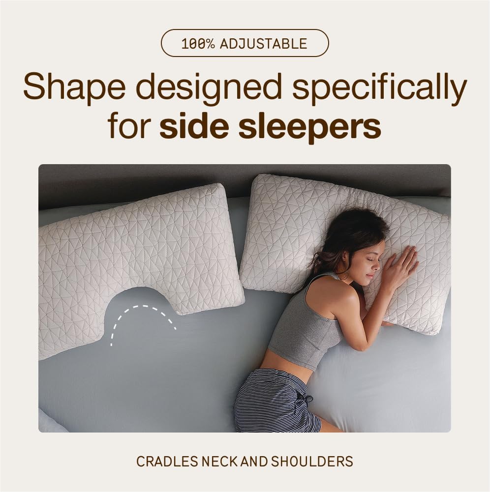 Coop Home Goods Original Cut-Out Adjustable Pillow, Queen Size Bed Pillows for Neck & Head Support, Memory Foam Pillows - Medium Firm for Side Sleeper, CertiPUR-US/GREENGUARD Gold