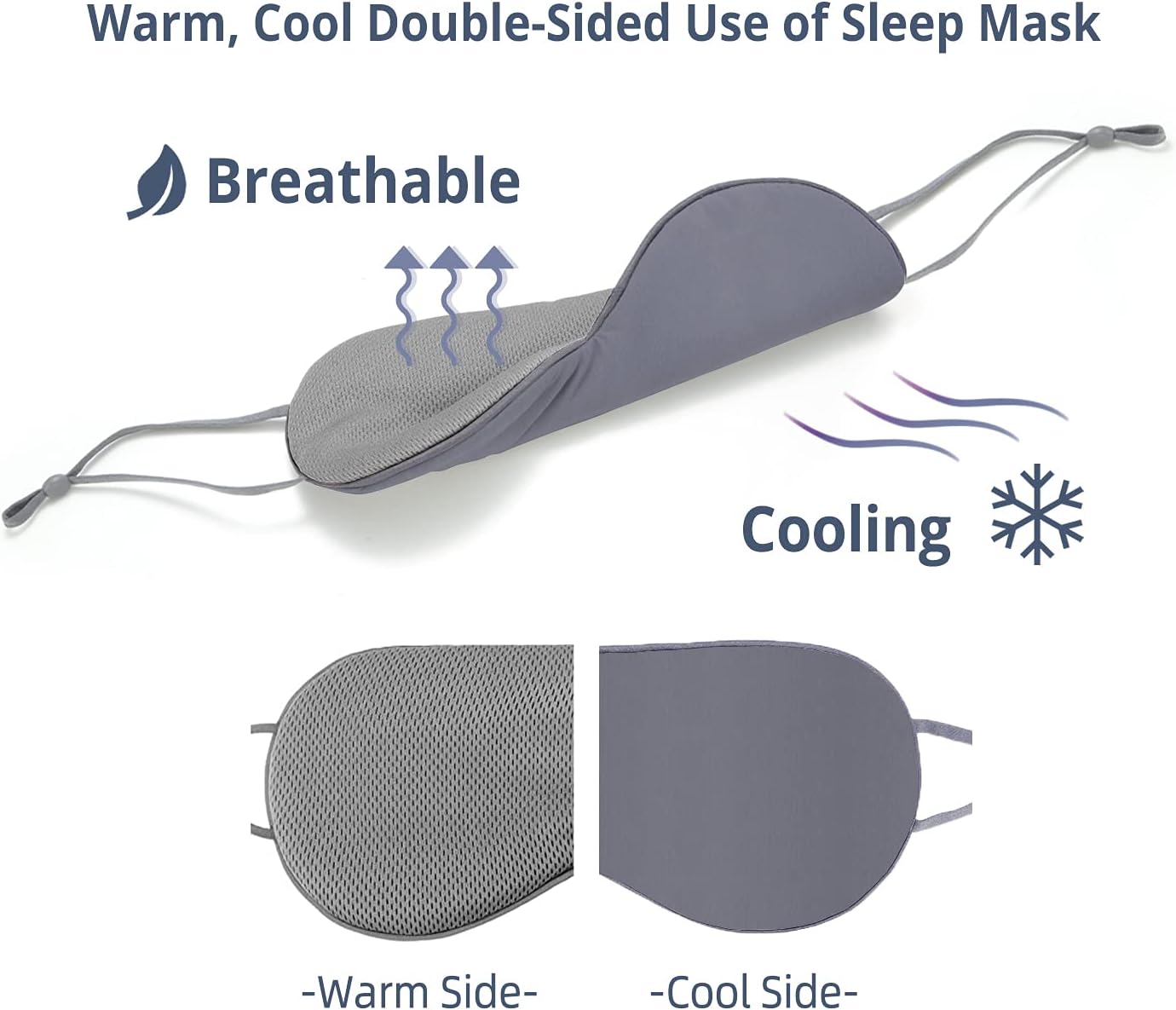 Sleeping Mask 2 Pack, Warm, Cool Double-Sided Use of Sleep Mask, Super Soft Blindfold with Adjustable Strap, Block Out Light, Comfort Sleep Eye Mask for Travel Meditation Nap