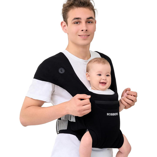 Baby Carrier Newborn to Toddler - Wrap Baby Carrier for 7-50 lbs, M-Shaped Sitting Posture, Toddler Carrier with Soft Fabrics for Front and Back Carrying, Black