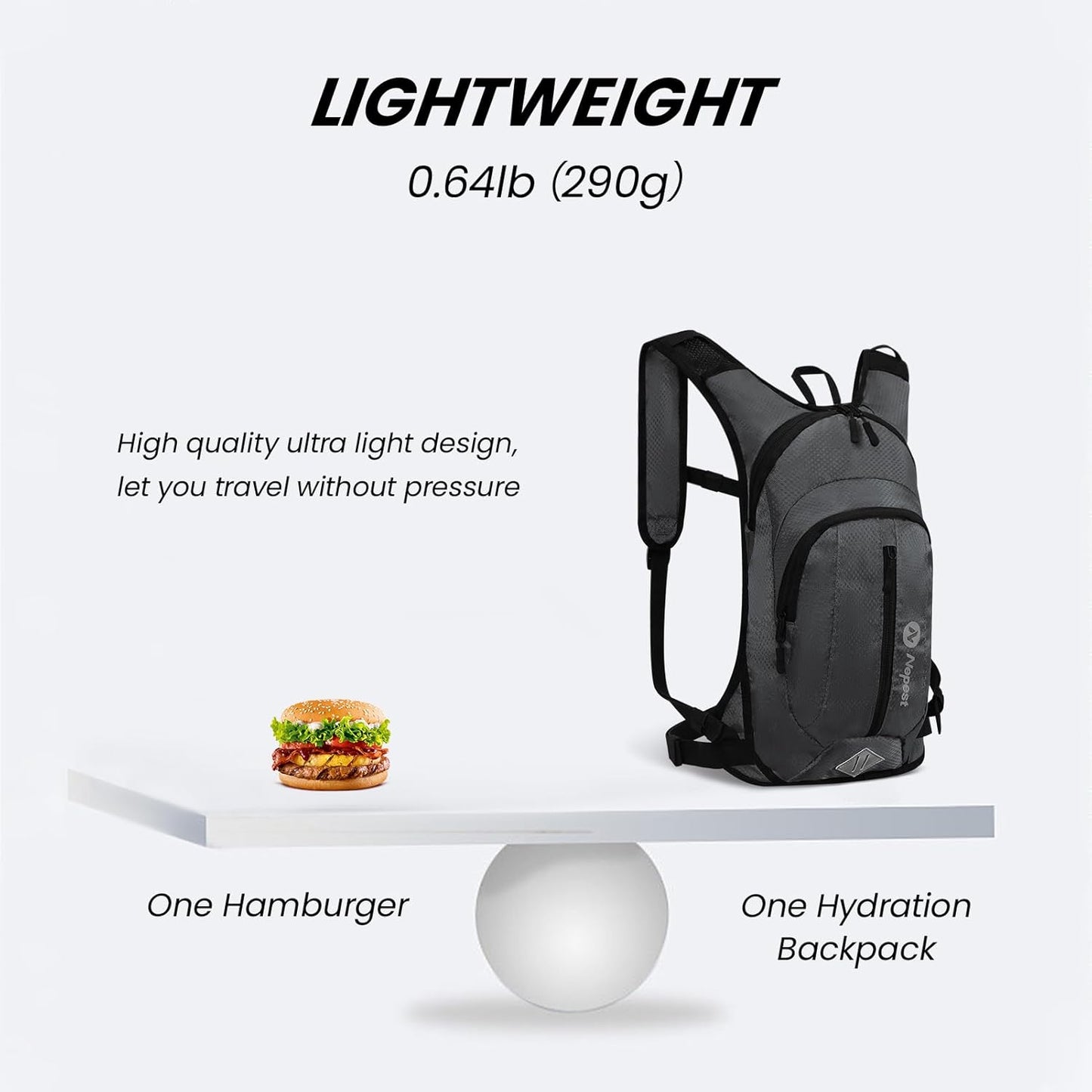 Nepest Hydration Pack Backpack for Women & Men, Lightweight Water Backpack with 2L Water Bladder for Hiking Cycling Running Biking