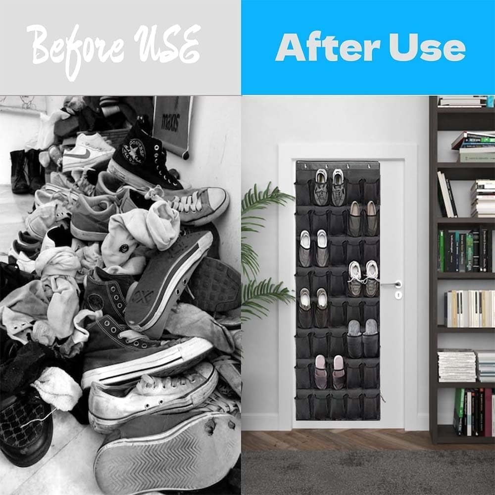 Over the door shoe organizer, 40 Large Clear Mesh Pockets Hanging Shoe Organizer Shoe Rack, for Entryway Bedroom Bathroom Pantry Shoe Stor