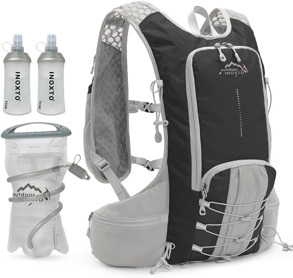 INOXTO Hydration Pack Backpack ，Water Backpack with 2L Leakproof Water Bladder, Running Hydration Vest for Man, Daypack for Cycling Motocross Climbing Trail Running