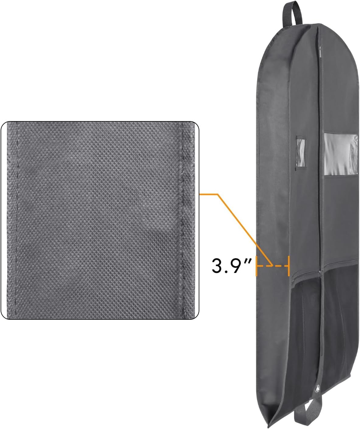 Zilink 43" Suit Bags for Closet Storage and Travel Gusseted Hanging Garment Bags for Men Suit Cover for Travel with Handles for Coats, Jackets, Shirts,Dresses, Grey