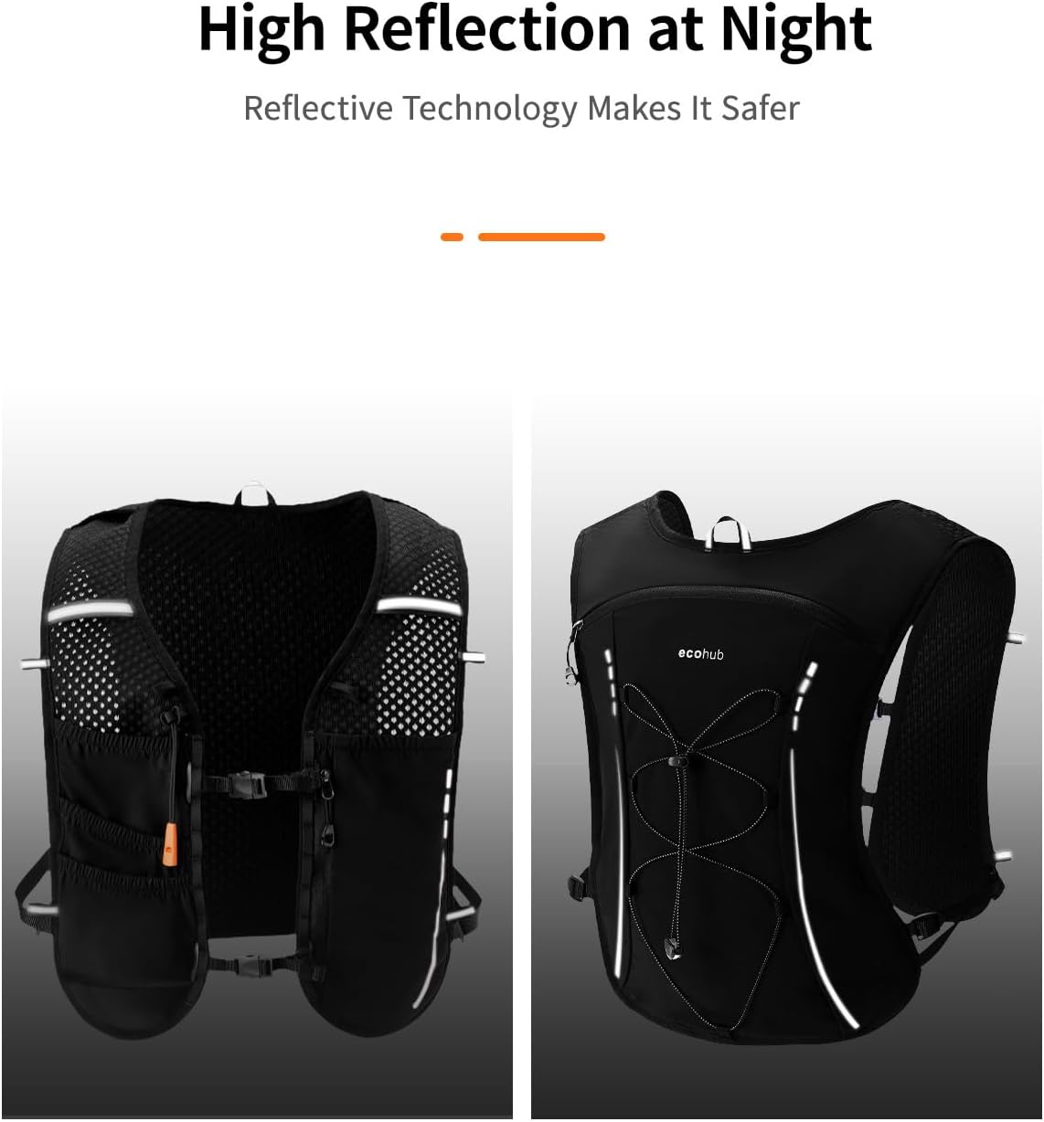 ECOHUB Running Hydration Vest Backpack,Lightweight Breathable Pack with 2L Water Bladder Bag Daypack for Hiking Trail Running Cycling Race Marathon for Women Men