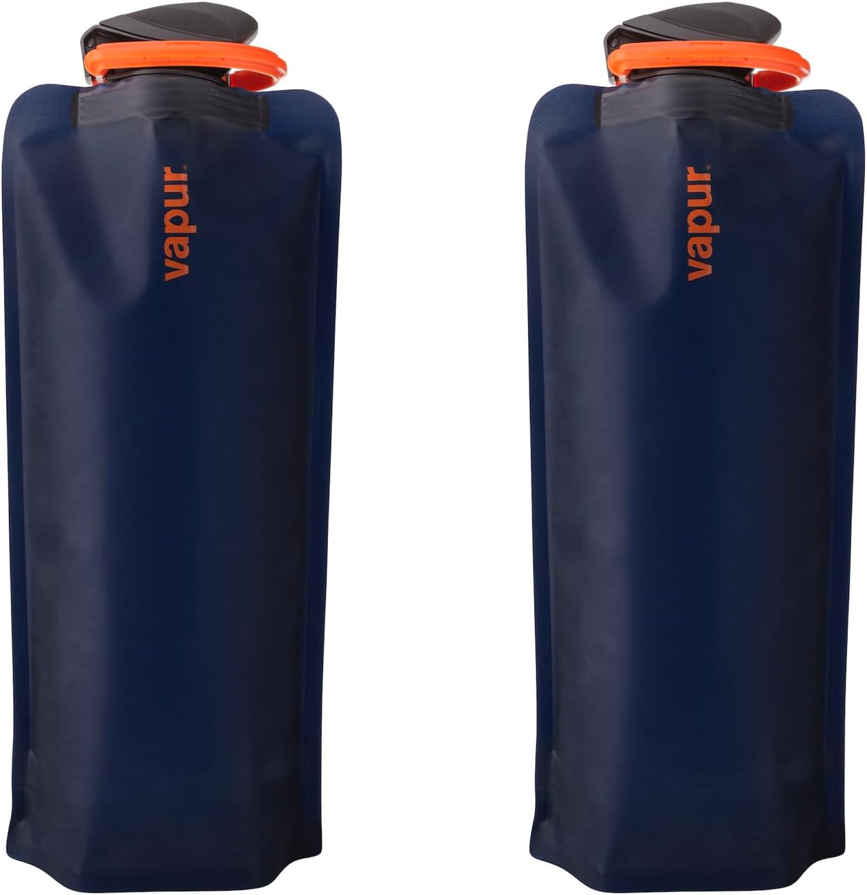 Vapur Collapsible Water Bottle With Carabiner, Compact Bottle Folds Flat For Hydration On The Go, Ideal for Traveling, Hiking or Camping, 23 Ounce, Night Blue, Pack of 2