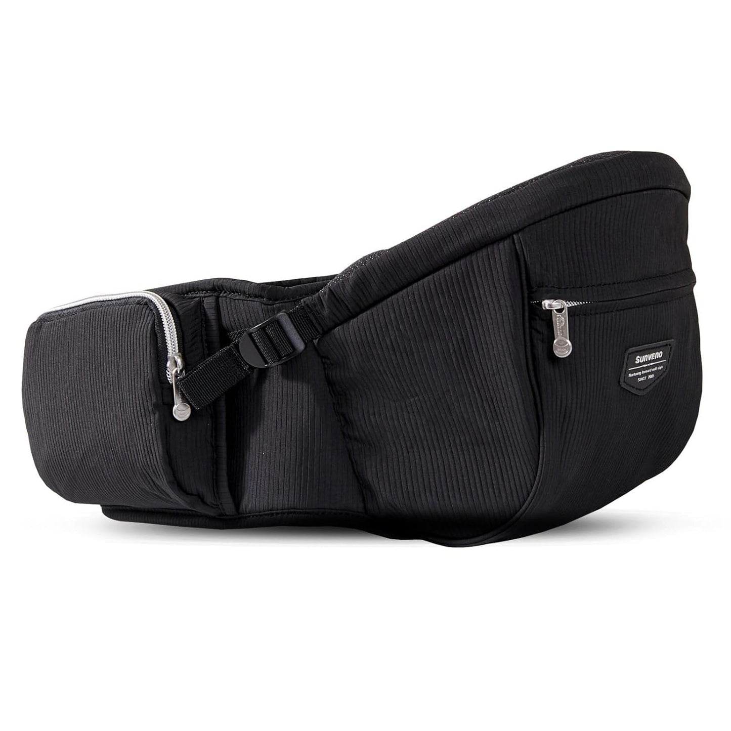 Sunveno Hip Baby Carrier with Seat,Ergonomic Baby Hip Carrier, Front-Facing Baby Holder, Anti-Slip Seat Surface, Wide and Adjustable Waistband, Multiple Pockets, Newborn to Toddler up to 45lbs, Black