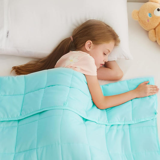 L'AGRATY Weighted Blanket - 40"x60" 10lbs Breathable Microfiber Material with Glass Beads Small Blanket for Adult All-Season Summer Fall Winter Soft