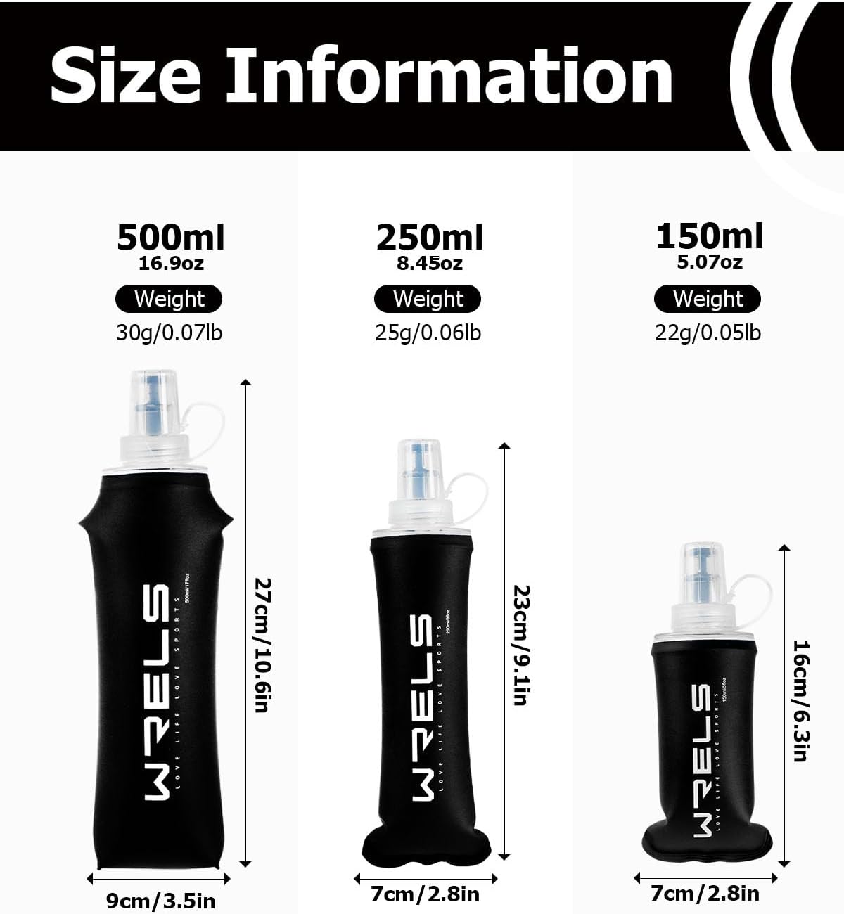 Folding Soft Flask Portable Collapsible Running Lightweight Water Bottle for Outdoor Sports,Travel with Mouthpeice Cover