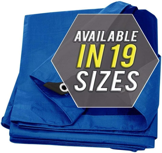 Large Waterproof Tarp - Heavy Duty 10 Mil Thick Poly Tarpaulin Ideal for Canopy Tents, Boats, RV or Pool Covers - Multipurpose Protective Tarps with Grommets for Indoor and Outdoor Use | 12' x 20'