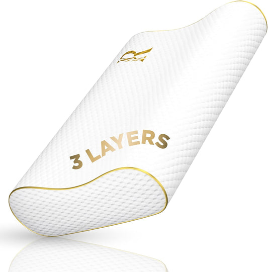 Royal Therapy King Memory Foam Pillow – Ergonomic Cervical Pillow for Neck and Shoulder Pain – Medium Firm Contour Pillow for Side, Back, and Stomach Sleepers – CertiPUR-US Certified