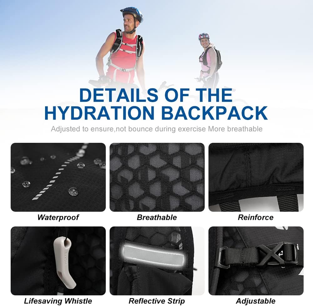 INOXTO Hydration Pack Backpack ，Water Backpack with 2L Leakproof Water Bladder, Running Hydration Vest for Man, Daypack for Cycling Motocross Climbing Trail Running