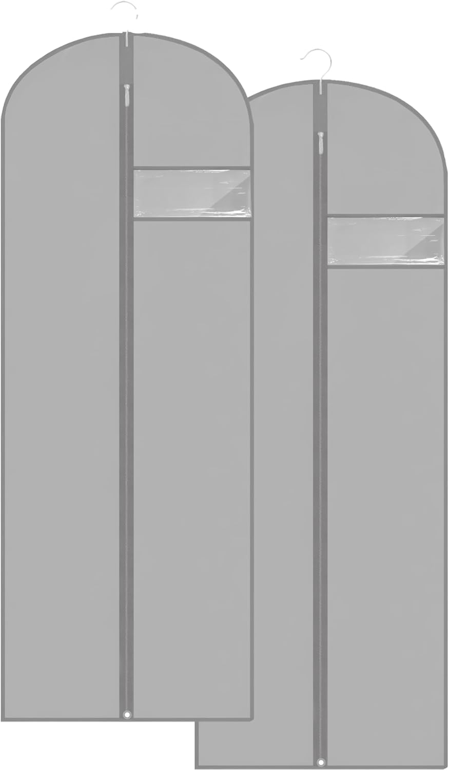 Dress Bags for Gowns Long, 65'' Garment Bags for Hanging Clothes, Suit Bag Cover for Storage and Travel, 2 Pack (Grey)