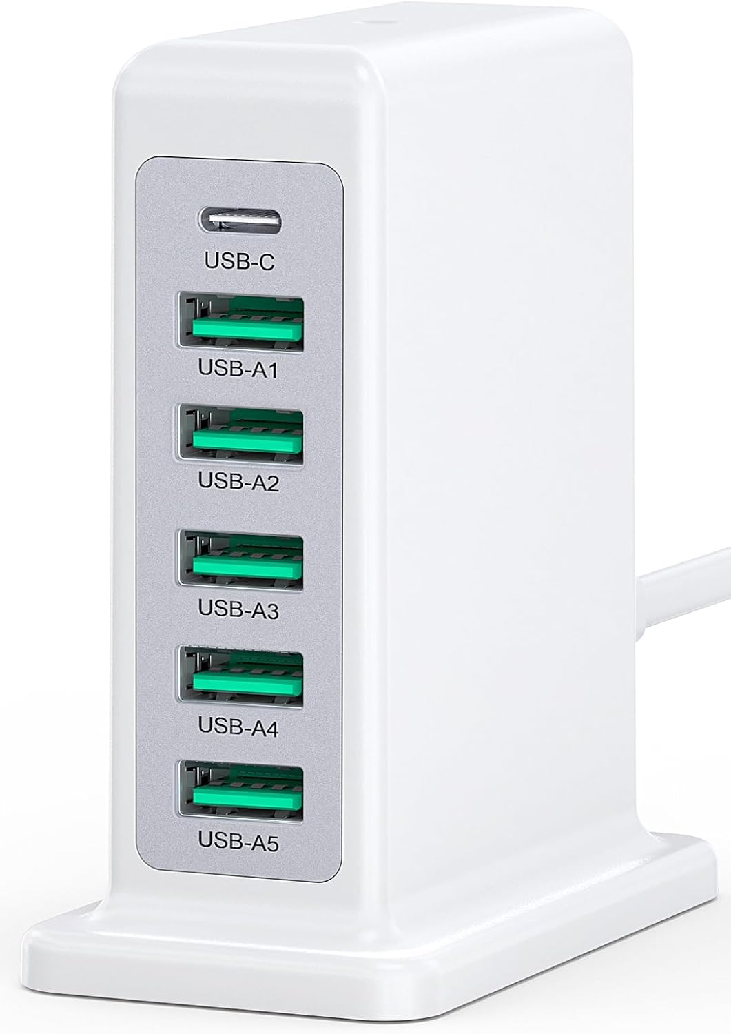 Charging Station for Multiple Devices, 45W 6 Port USB Charger Charging Block with 1 USB-C 5 USB-A Port, Power Strip Plug Charging Multi Travel Chargers for iPhone iPad, Tablets, Smartphones