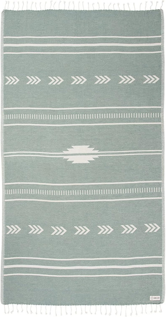 Sand Cloud Turkish Beach Towel - Sand Free - 100% Organic Turkish Cotton Yarn - Quick Dry Towel for Beach, Picnic Blanket or Throw - As Seen on Shark Tank - Santa Fe (Green)