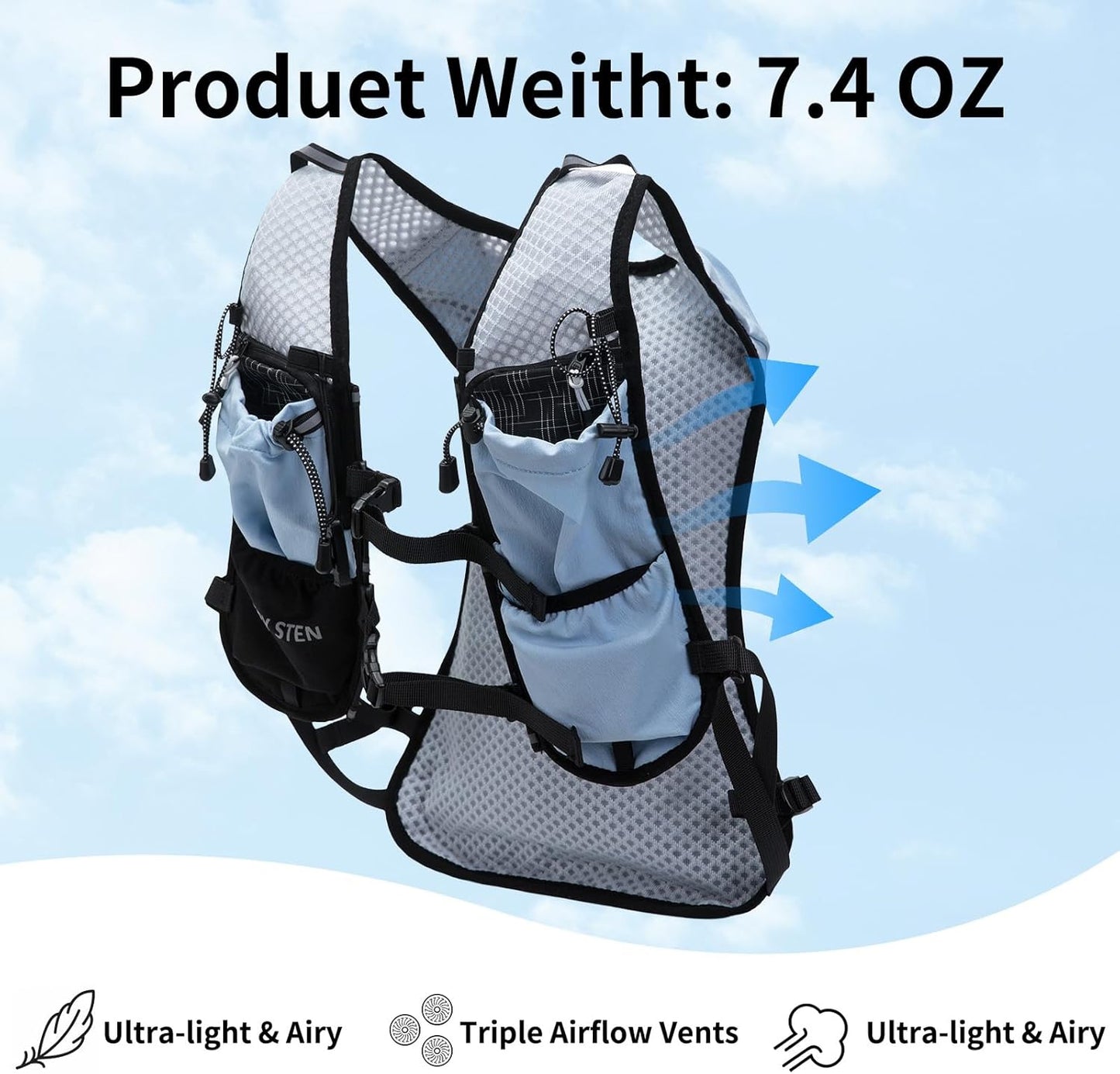 Hydration Backpack, Water Backpack, Women's Running Vest, Running Backpack with Water Bag, Lightweight Hiking Backpack, Men's Cycling Backpack