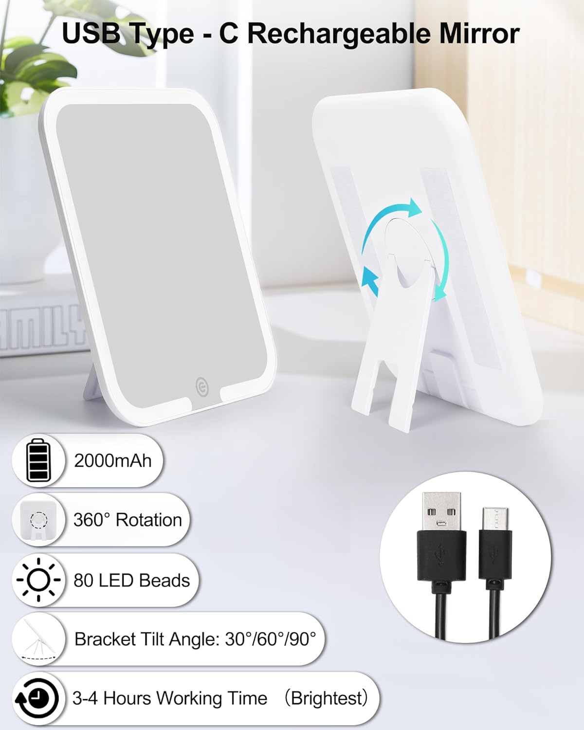 Chomeiu Makeup Bag with LED Mirror, Cute Cosmetic Bags Birthday Gifts for Girls Women, Makeup Train Case Artists Organizer Large Make Up Bags with Light Up Mirror 3 Color Lights, Floral Print