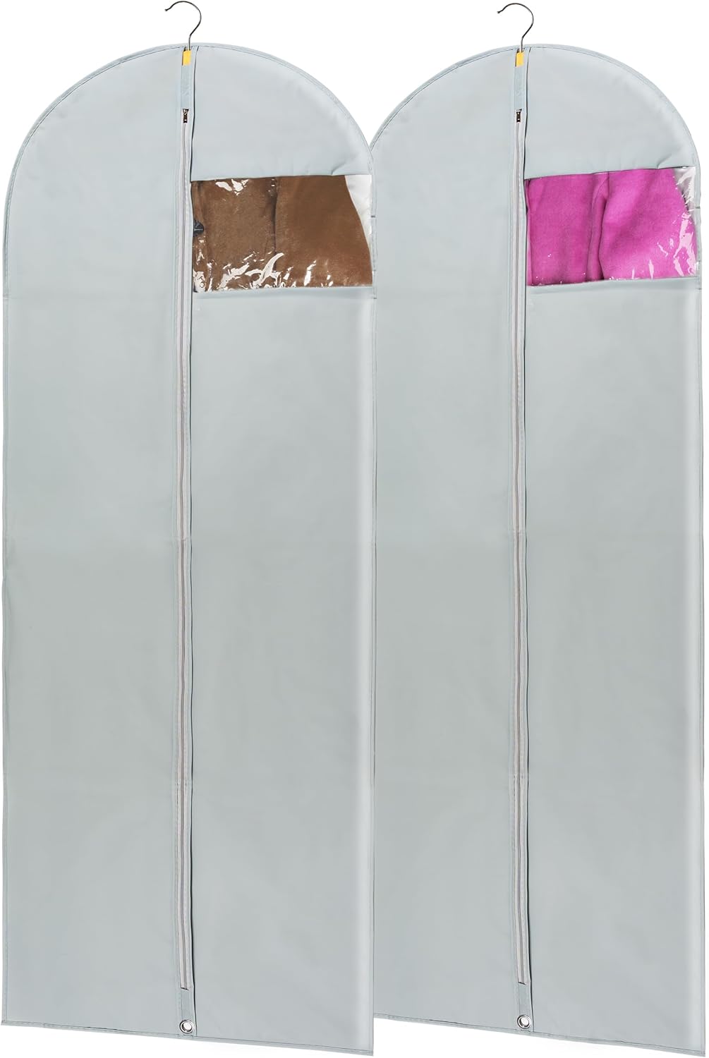 Dress Bags for Gowns Long, 65" Long Dress Bags for Hanging Clothes Clear Windows Foldable Long Garment Bag for Storage and Travel-24"x 65"/2 Pack