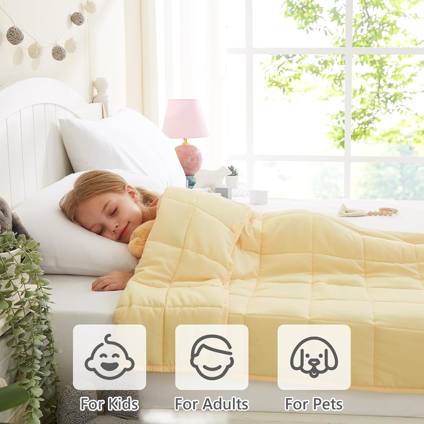 L'AGRATY Weighted Blanket - 40"x60" 7lbs Cooling Breathable Weighted Heavy Blanket Microfiber Material with Glass Beads Small Blanket for All-Season Summer Fall Winter Soft Thick Blanket