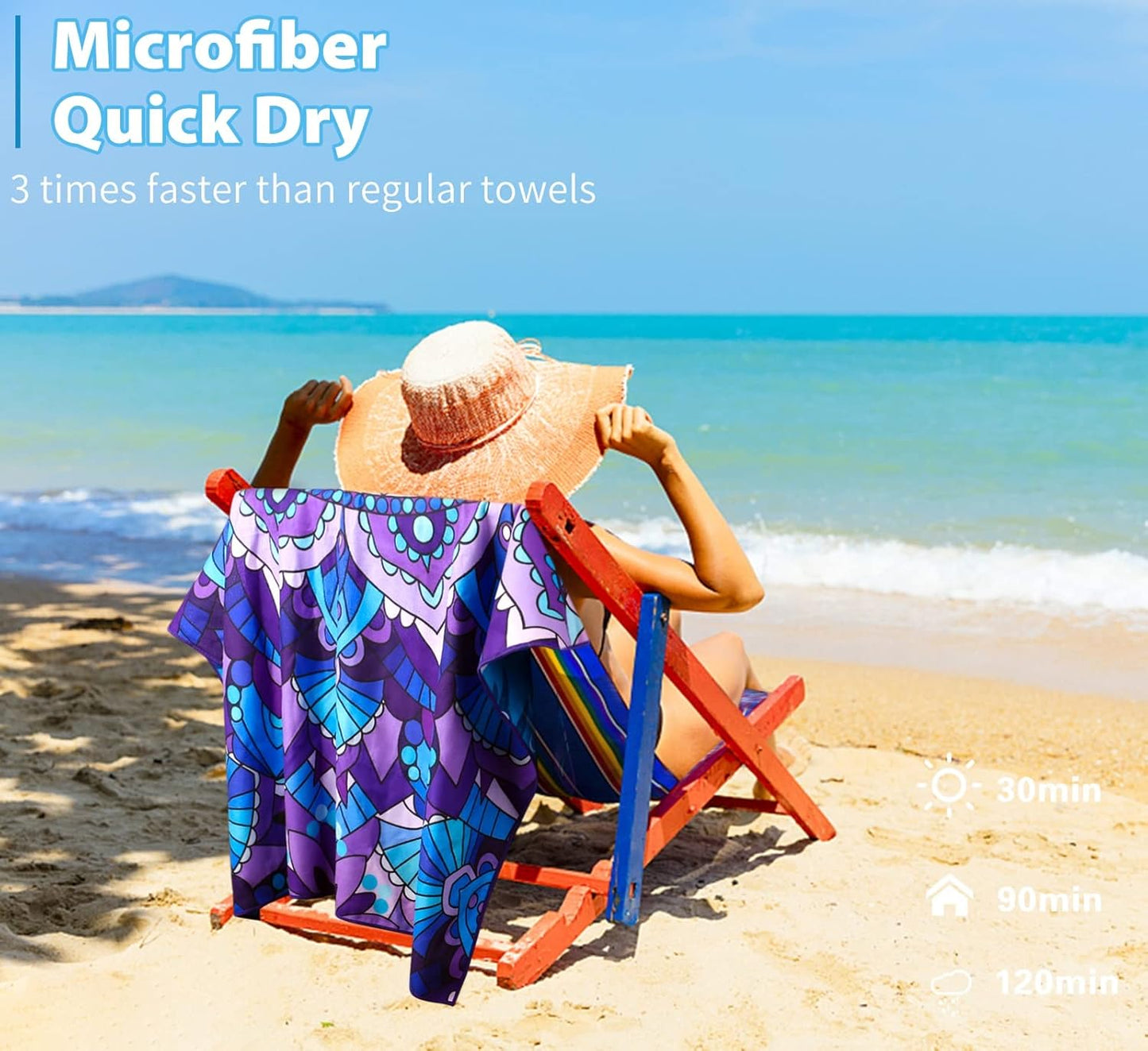 Microfiber Towel - Sand Free Absorbent Quick Dry for Pool, Swim, Camping, Sports, Beach, Backpacking, Yoga, Gym, Travel Towels XL 71x32 with Bag - Soft, Compact, Lightweight, Thin 4 Pack