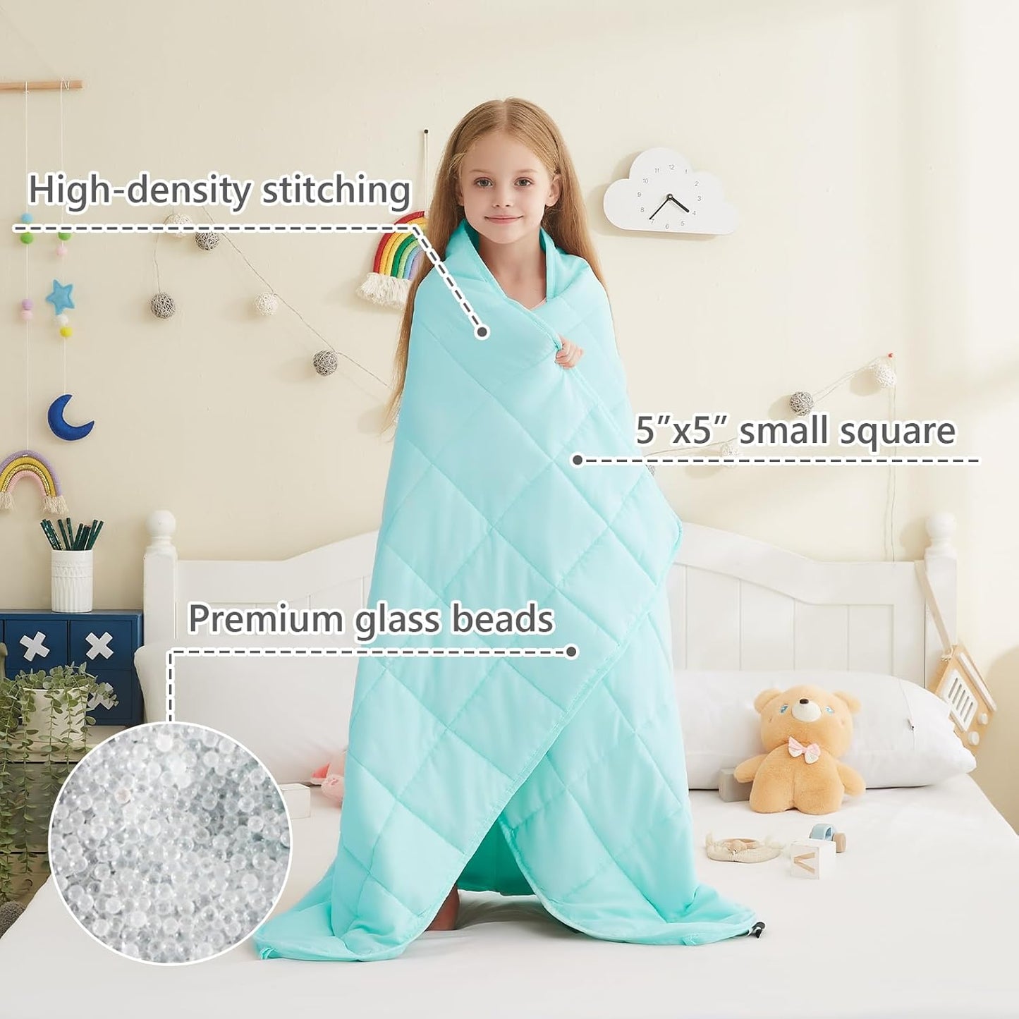 L'AGRATY Weighted Blanket - 40"x60" 10lbs Breathable Microfiber Material with Glass Beads Small Blanket for Adult All-Season Summer Fall Winter Soft