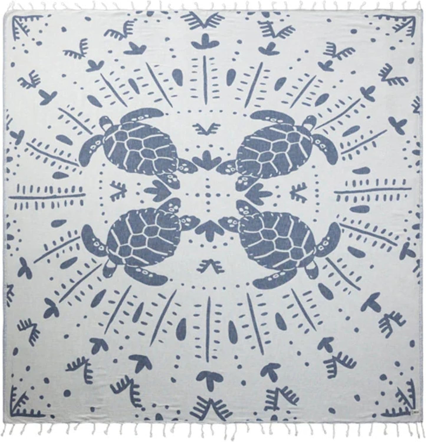 Sand Cloud Extra Large Turkish Beach Towel - Sand Free - 100% Organic Turkish Cotton Yarn - Quick Dry Towel for Beach, Picnic, Blanket or Bath - As Seen on Shark Tank - Marine Life (Prism Turtles XL)