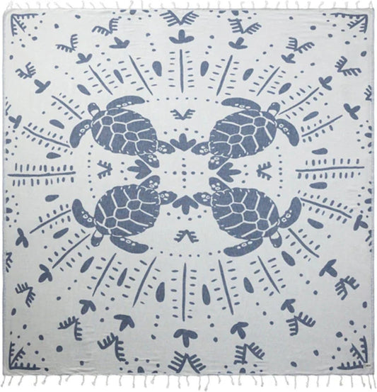 Sand Cloud Extra Large Turkish Beach Towel - Sand Free - 100% Organic Turkish Cotton Yarn - Quick Dry Towel for Beach, Picnic, Blanket or Bath - As Seen on Shark Tank - Marine Life (Prism Turtles XL)