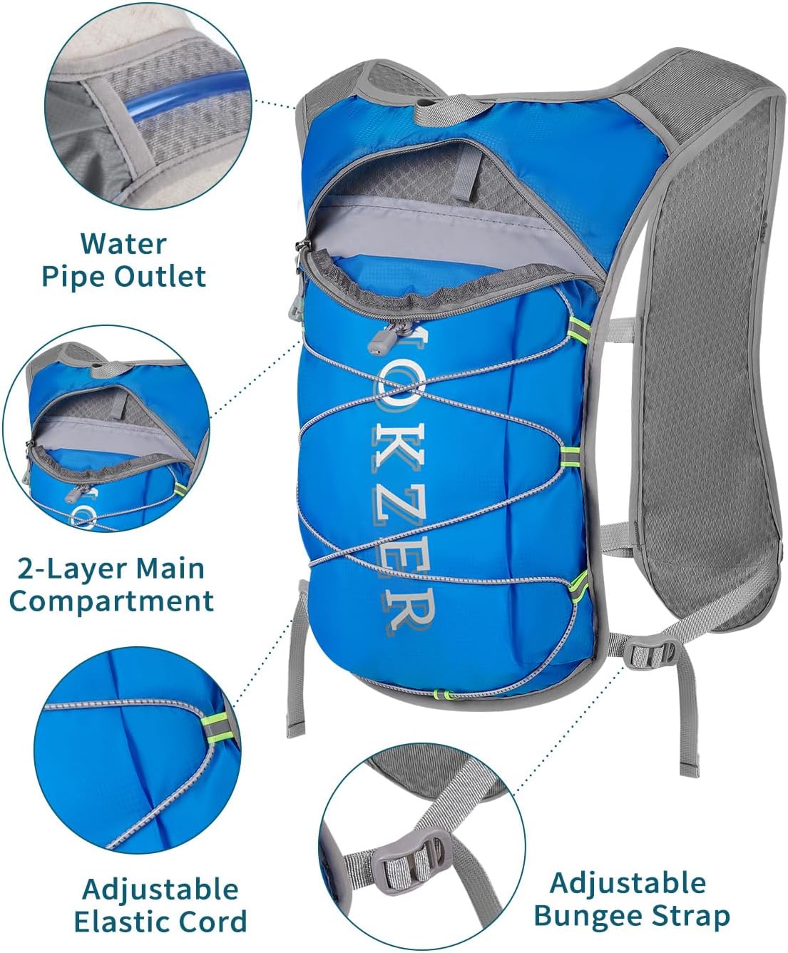 Running Hydration Vest with a 2L Water Bladder, Hydration Pack Lightweight Water Backpack for Running Hiking Cycling Marathon Trail for Men Women