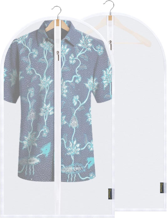 BALEINE 40'' Translucent Garment Bags, 2 Packs PEVA Dress Bag for Closet Clothes Dresses Suit Coats Storage (White, 2PK)