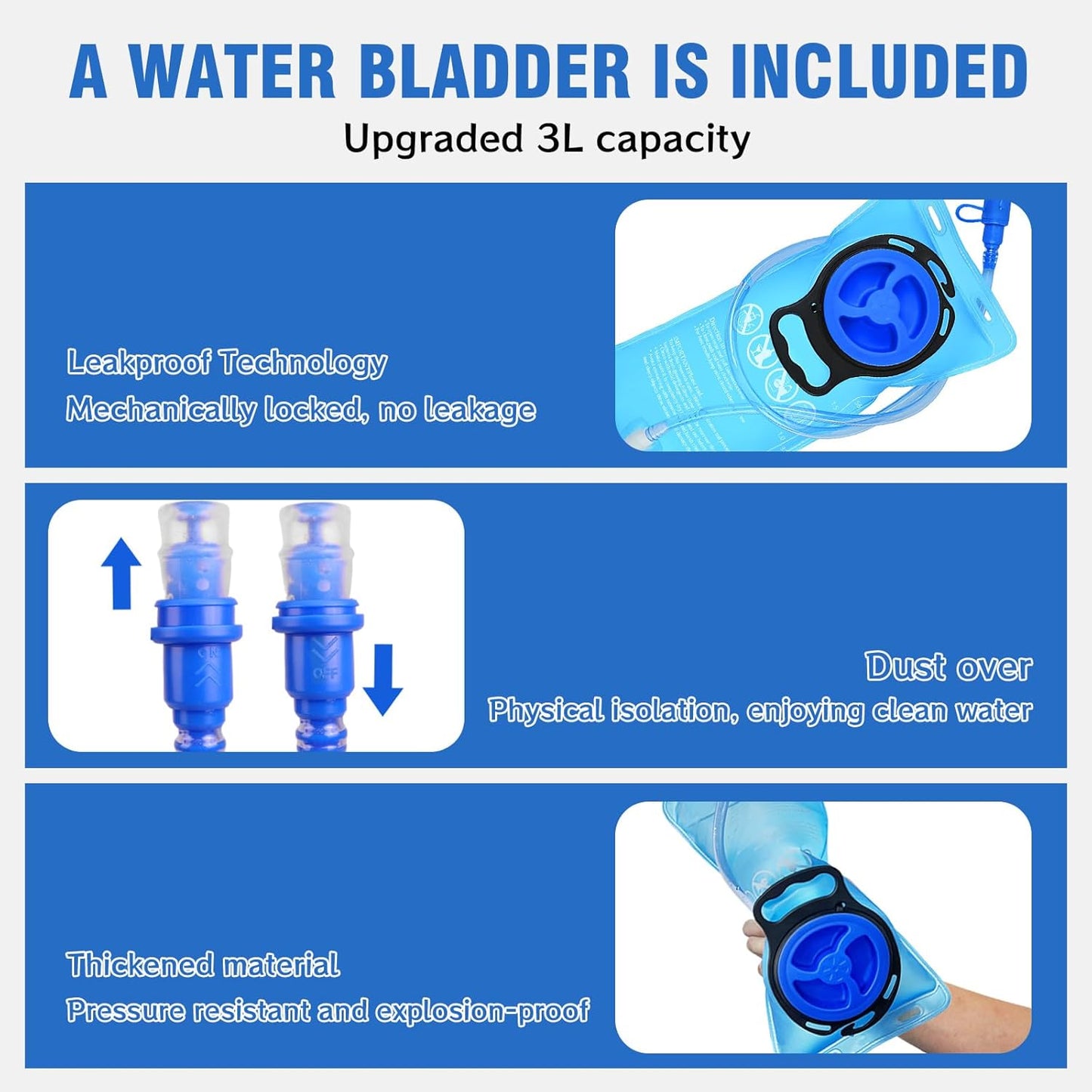 Zavothy 18L Hydration Backpack with 3L Water Bladder – Waterproof Hiking Pack with Insulated Bladder Compartment, Hidden Helmet Holder & Rain Cover – for Running, Cycling, and Camping