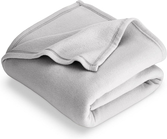 Bare Home Polar Fleece Blanket - Extra Long - Warm & Cozy - Premium Fleece - Throw for Bed, Sofa, Camping, Travel and Cold Nights - Lightweight Blanket (Twin/Twin XL, Light Grey)