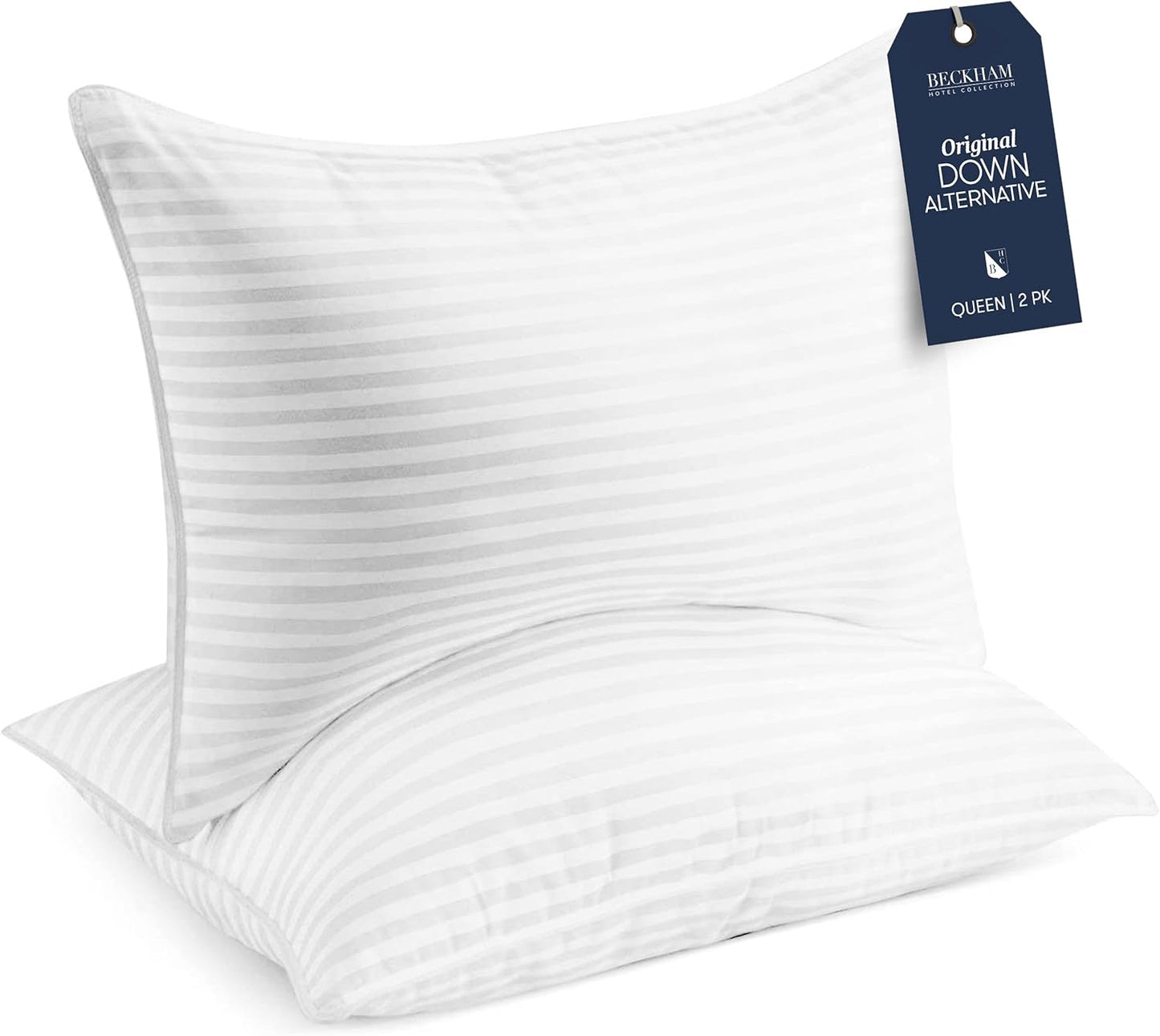 Beckham Hotel Collection Bed Pillows Standard/Queen Size Set of 2 - Original Down Alternative Pillow for Sleeping - Bedding for Back, Stomach or Side Sleepers
