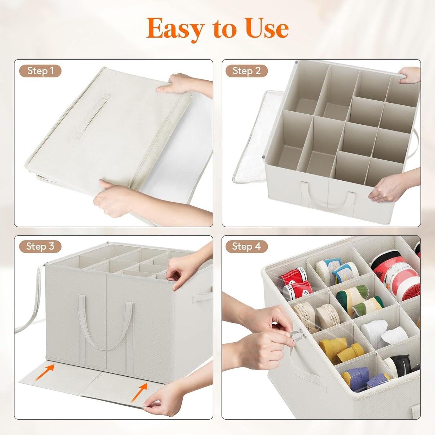 Lifewit Shoe Storage Organizer for Closet, Fits 12-16 Pairs, Large Shoe Box Storage Containers with Clear Cover and Reinforced Handles,Foldable Storage Bins Fits for Boots Heels Sneakers,2 Pack White