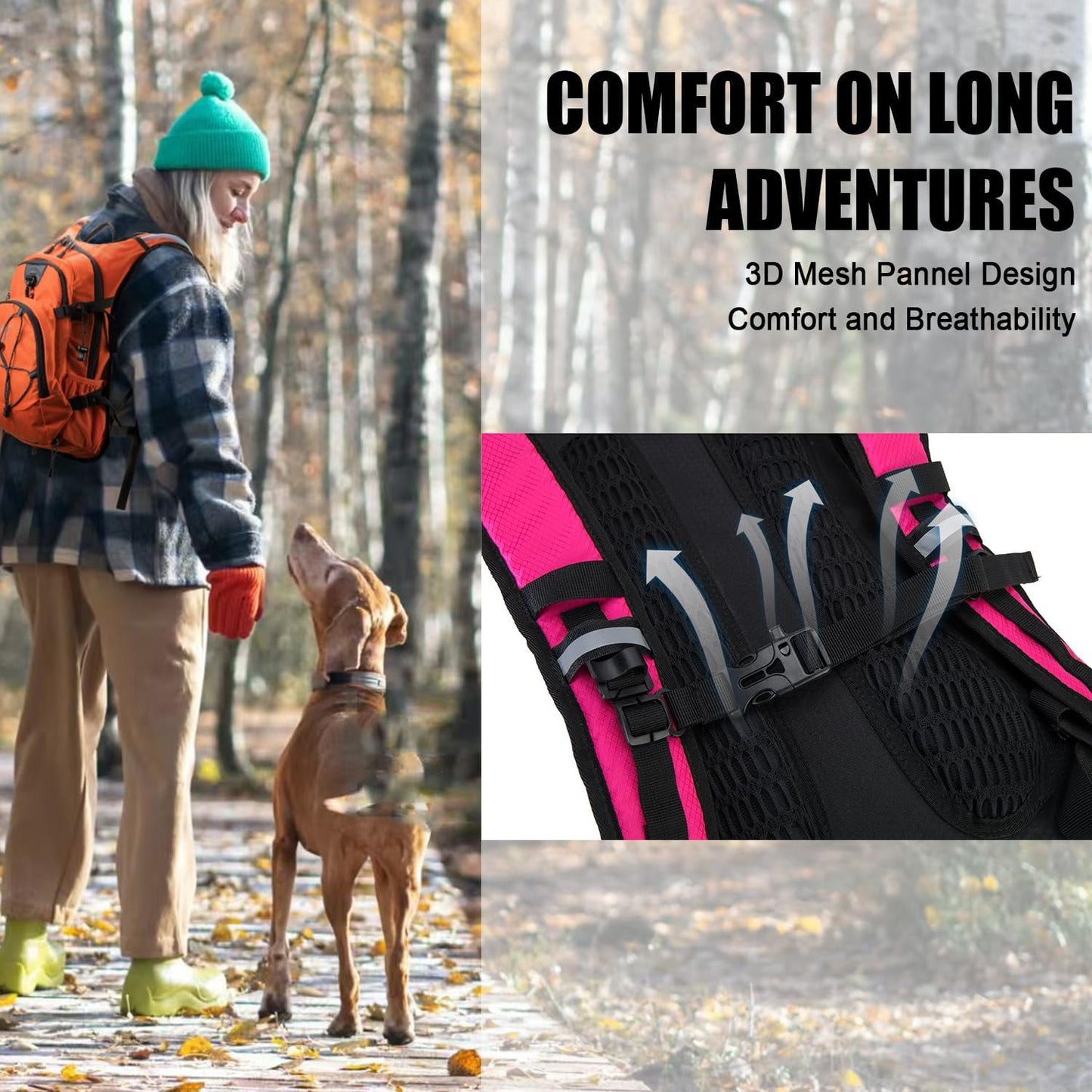 Hydration Backpack Pack with 2L Water Bladder 18L Hiking Backpack Women Men Lightweight Hydropack Insulated Daypack for Biking, Running, Festival