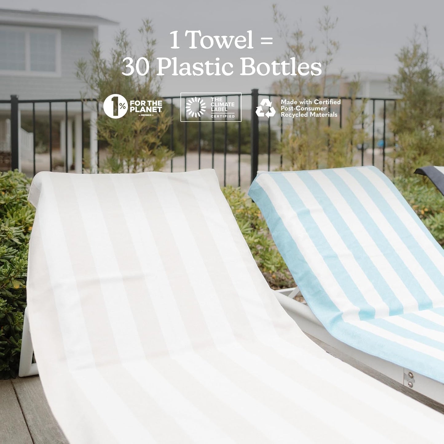 Nomadix Original Towel - Perfect for Beach, Pool, Travel, Camping, Yoga - Made with Recycled Materials - Super Absorbent - Sand Resistant - Cabana Stripe Beige - 72.5x30